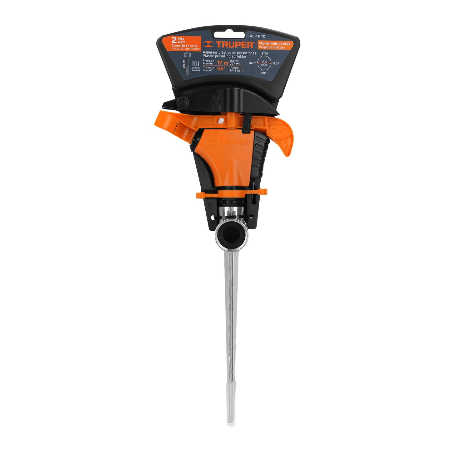 TRUPER, 230m² (2450sq ft) two-way plast. pulsating sprinkler
