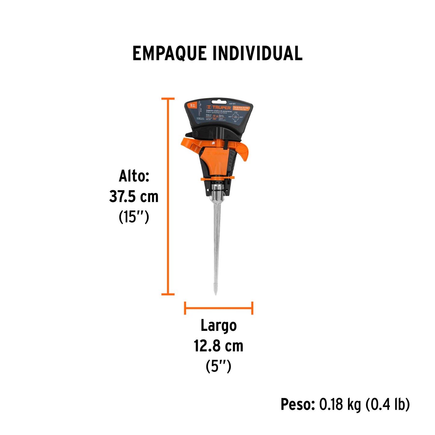 TRUPER, 230m² (2450sq ft) one-way plast. pulsating sprinkler