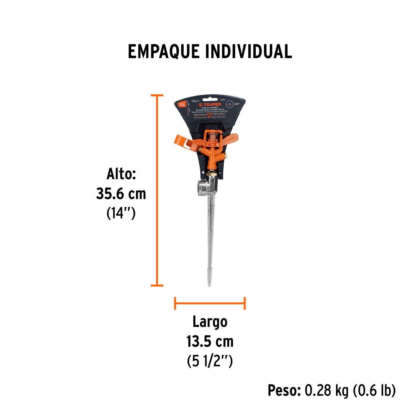 TRUPER, 350m² (3700sq.ft) one-way sprinkler w/brass fitting