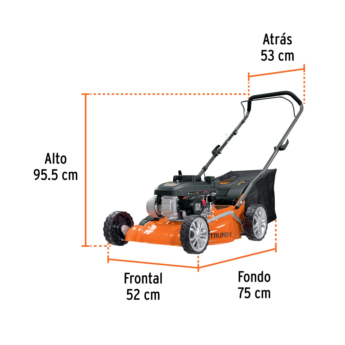 Podadora con motor a gasolina de 4 HP, 18" de corte, Trupe